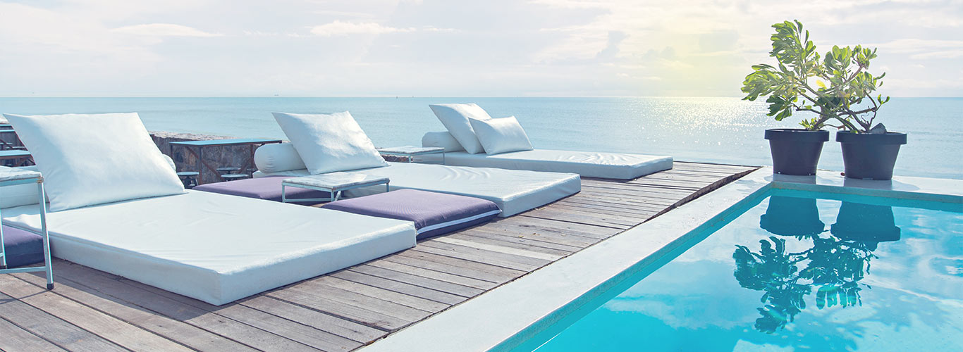 Pool and Comfortable Sunbathing Beds